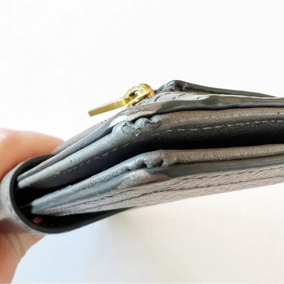 Fossil Logan Gray Leather‎ Wallet Goldtone Hardware - Picture 5 of 8